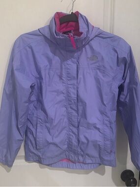 The North Face Lavender Kids' Hooded Rain Jacket with Pink Trim